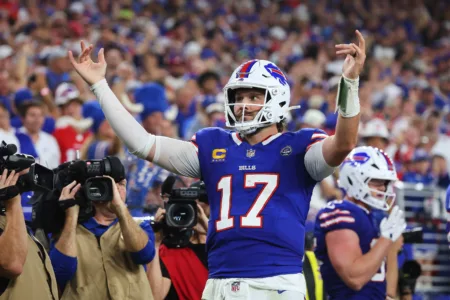 Allen opens new Highmark Stadium with 5-TD outing in Bills' 41-31 win over Lions
